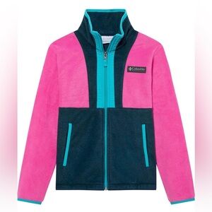 NWT Columbia Kids' Back Bowl II Full Zip Fleece Jacket Color Block XL 16/18 Pink